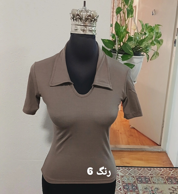 تیشرت یقه پولوشرتی کبریتی ریز با کشسانی