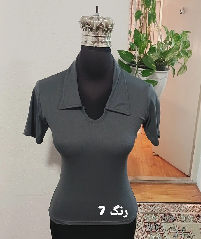 تیشرت یقه پولوشرتی کبریتی ریز با کشسانی