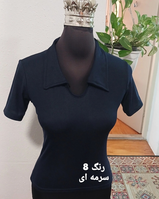تیشرت یقه پولوشرتی کبریتی ریز با کشسانی