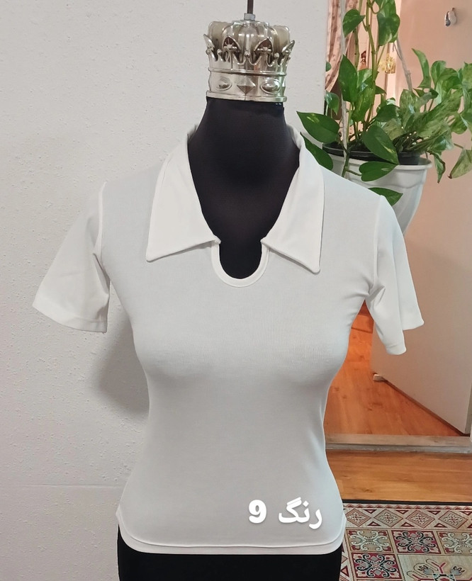تیشرت یقه پولوشرتی کبریتی ریز با کشسانی