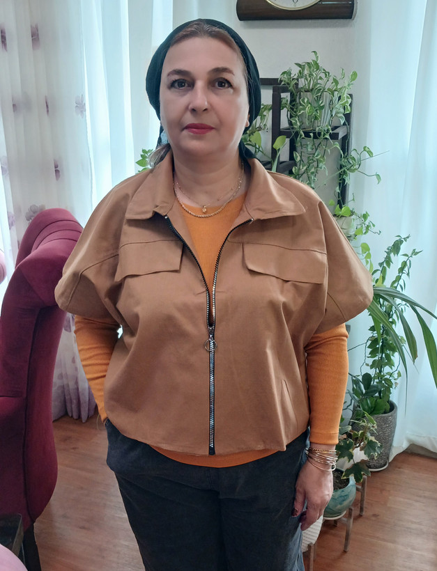 وست زنانه یقه مردونه جلوزیپ لینن