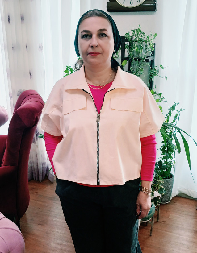 وست زنانه یقه مردونه جلوزیپ لینن