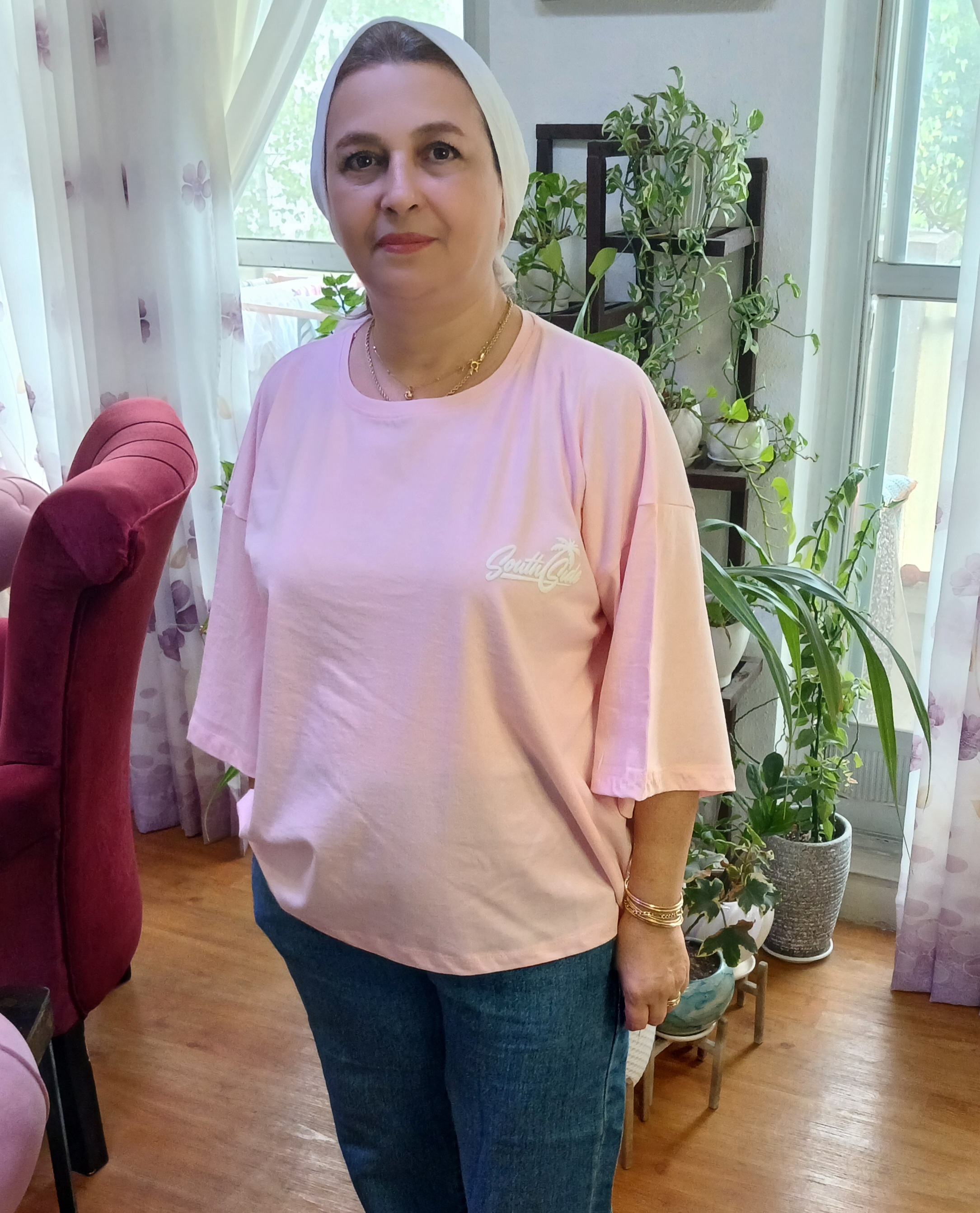 تیشرت باکسی سوپر پنبه لانگ نوشته ژله ای برجسته