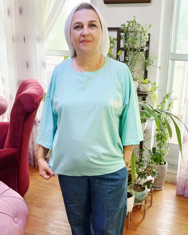 تیشرت باکسی سوپر پنبه لانگ نوشته ژله ای برجسته