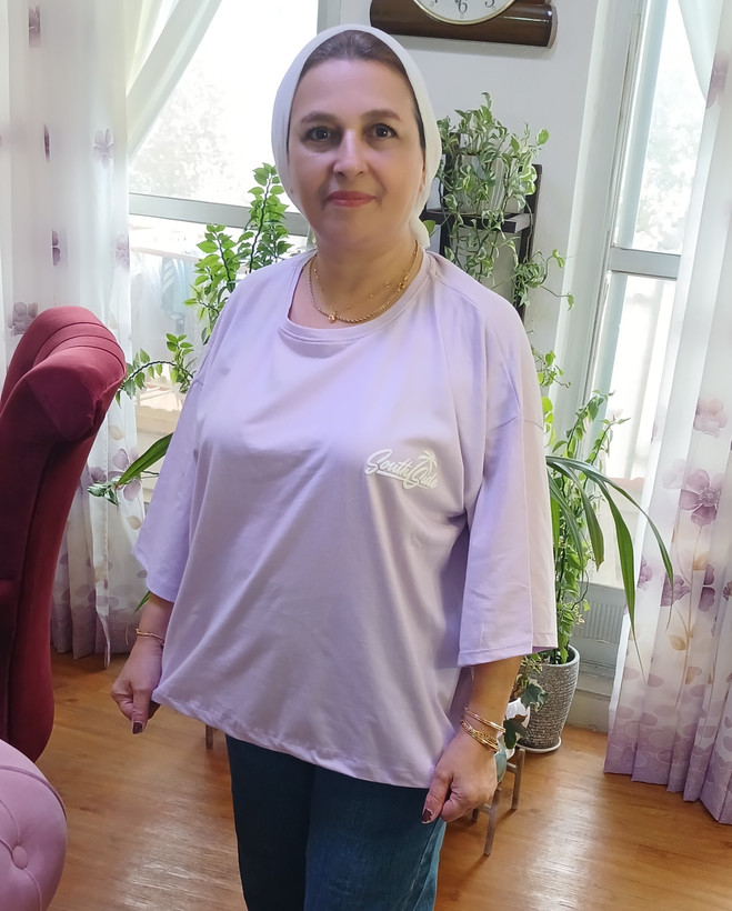 تیشرت باکسی سوپر پنبه لانگ نوشته ژله ای برجسته