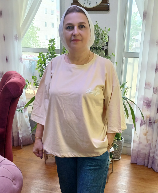 تیشرت باکسی سوپر پنبه لانگ نوشته ژله ای برجسته