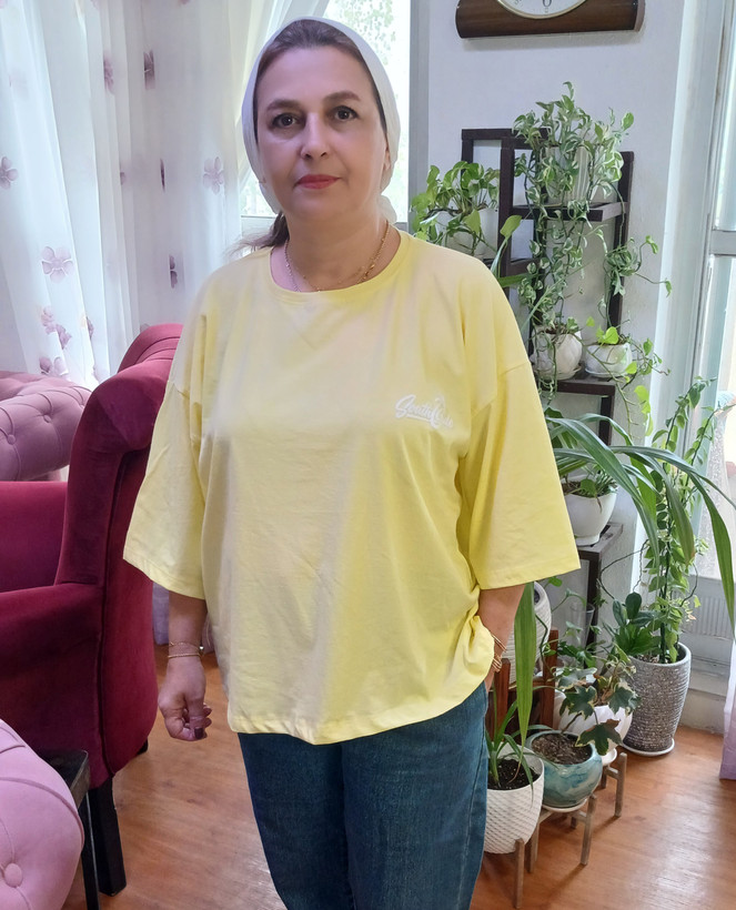تیشرت باکسی سوپر پنبه لانگ نوشته ژله ای برجسته