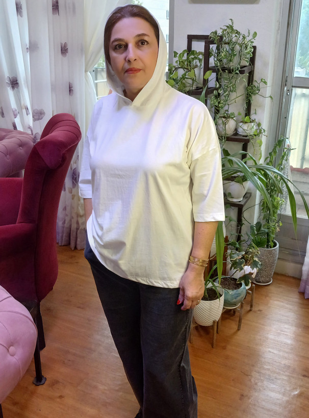 تیشرت باکسی کلاهدار پنبه سوپر