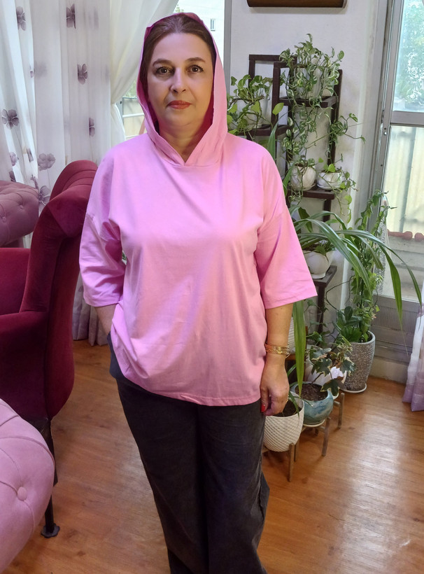 تیشرت باکسی کلاهدار پنبه سوپر